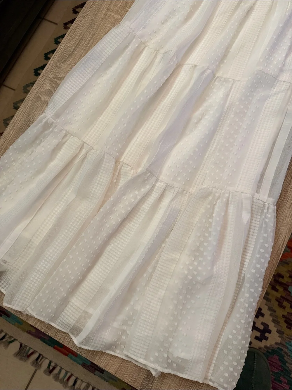 J. Crew White Sleeveless Midi Dress with Textured Dot Detail Size S #010